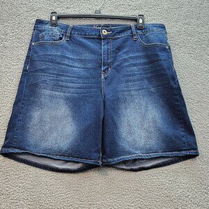 Hydraulic High Rise Denim Shorts Size 20W Blue Wash Stretch Cotton Blend